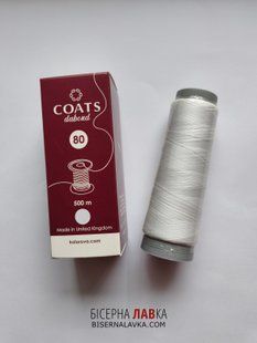 Нитки для бісеру Coats Dabond 80 U2703 білі, 500 м 2957 фото